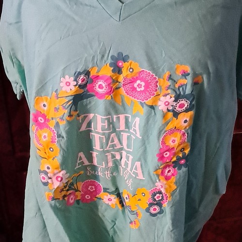 Zeta tau alpha floral neck - alpha, v-neck