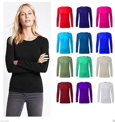 Damen uni tshirt - damen, langarm